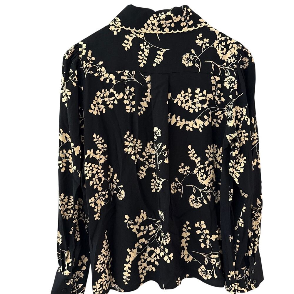 ba&sh Selym Floral Print Button Up Lady Shirt Black & Cream Size Small - Picture 6 of 12